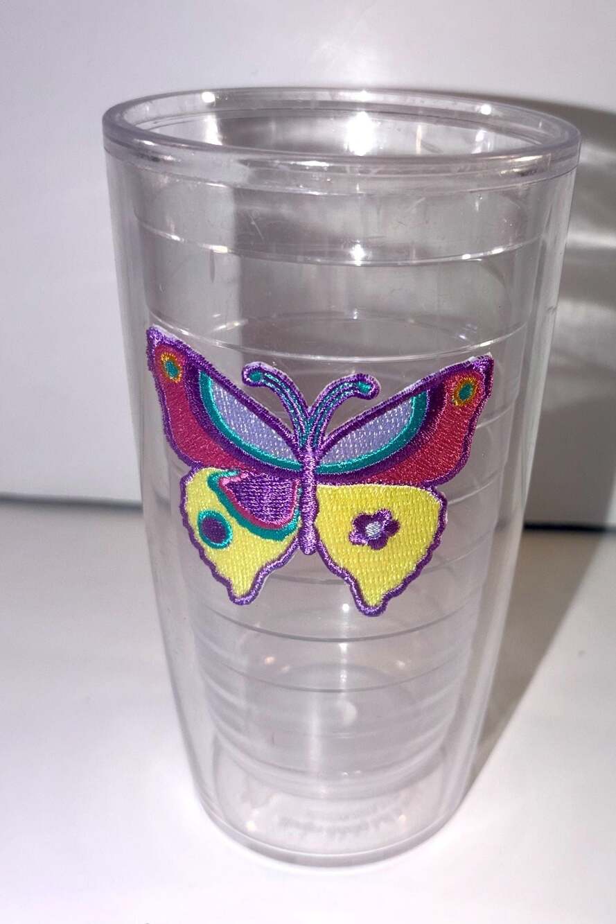 Tervis 16 oz Insulated Tumbler with Embroidered Butterfly Patch